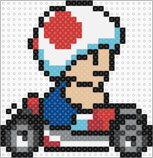 cart 3 - beige, gray, mario kart, nintendo, red, toad