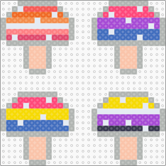 Pride mushrooms - beige, bi, lesbian, mushrooms, nonbinary, pan, pride
