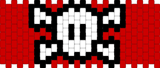 Skull cuff/panel - big, red, skull, white