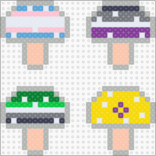 Pride mushrooms pt.2 - aromantic, asexual, beige, intersex, mushrooms, pride, trans, yellow