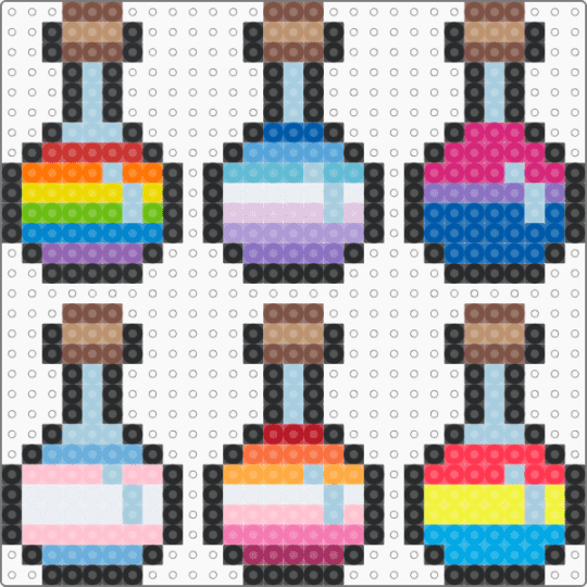 Pride potion bottles - berrisexual, bisexual, blue, cotdpotions, gay, lesbian, light blue, pansexual, pink, pride, tan, trans