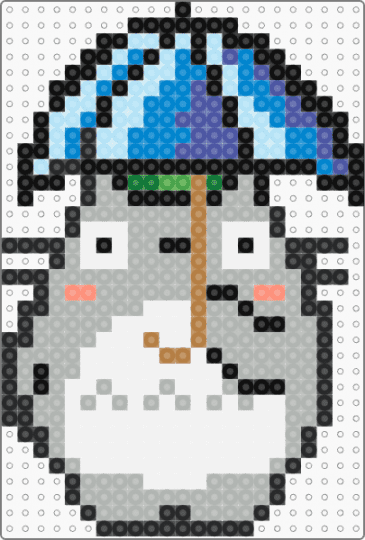 Totoro with umbrella - anime, beige, ghibli, light blue, my neighbor totoro, studio ghibli