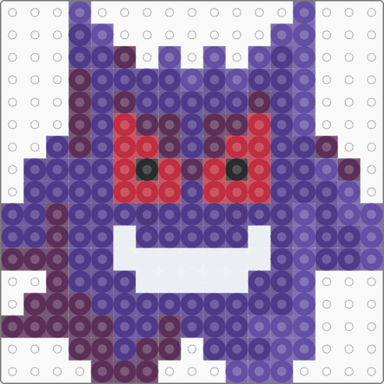 mini gengar - gengar, ghost types, mini, perler, pokemon, purple