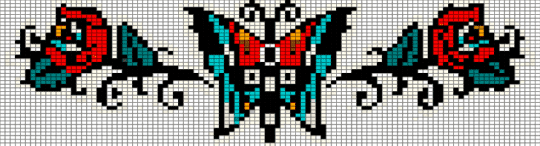 tattoo style banner - light blue, red, teal, white