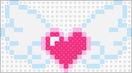 remix - perler heart with wings - light blue, pink