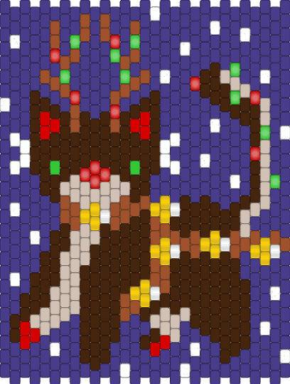 reindeer kitty bag panel - purple,brown