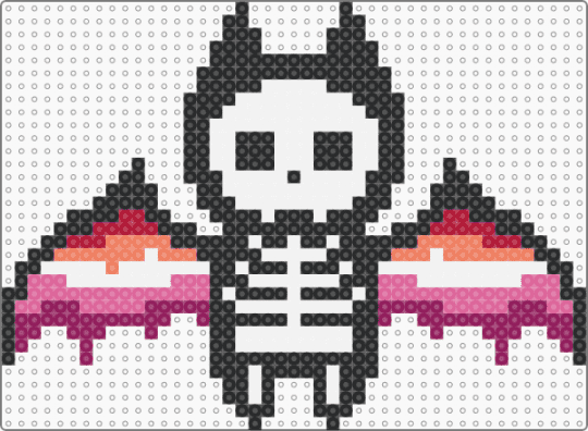 lesbian skeletal bat - black,white,pink