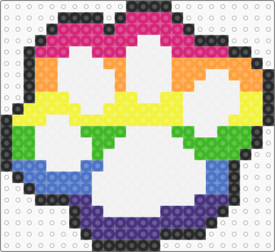 big rainbow paw - white,purple,yellow,colorful