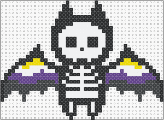 nonbinary skeletal bat - black,white,purple