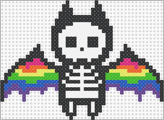 skeletal rainbow bat - black,white,purple,green,colorful