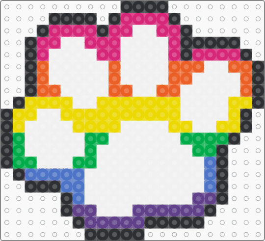rainbow paw - white,pink,orange,yellow