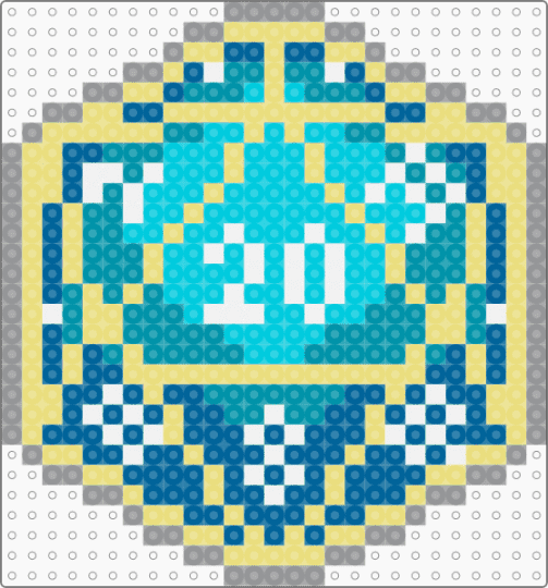 gold D20 - blue, yellow