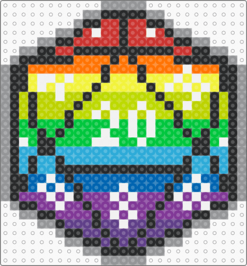 rainbow D20 - pink,green,light blue,gray