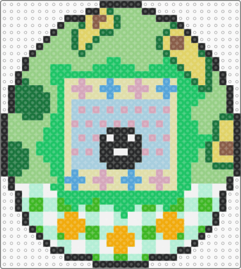 avacado mix tamagotchi - green, light blue, teal, yellow