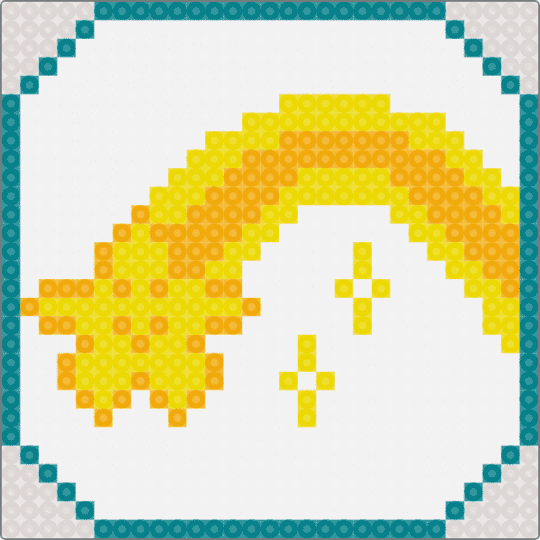 WISH BEAR BELLY BADGE - carebear, cute, orange, teal, white, yellow