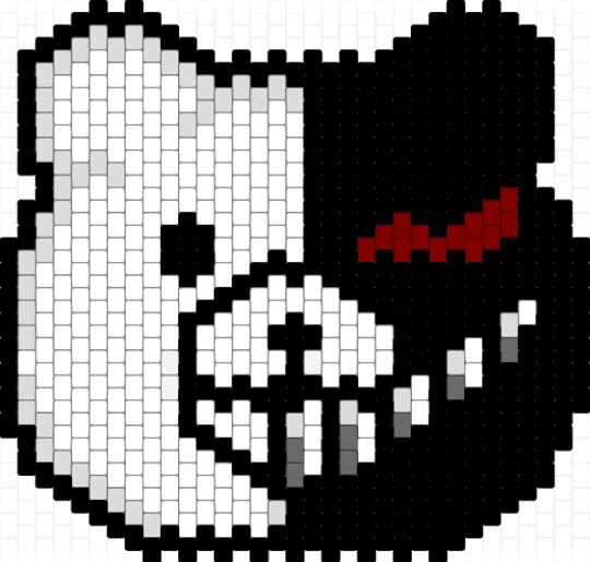 Monokuma bag front/back - black,white,brown,gray