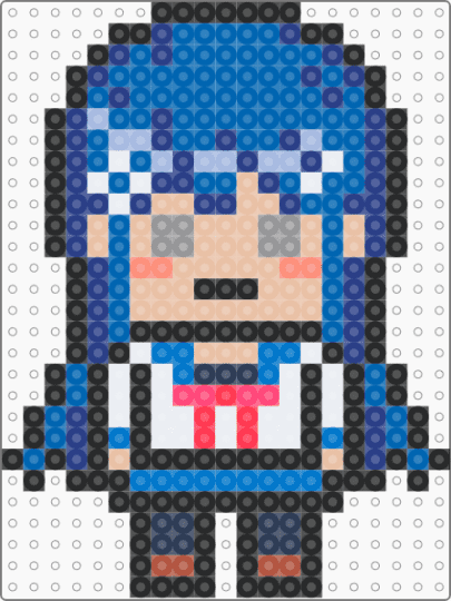 Sayaka Maizono - beige, blue, danganronpa, perler beads, video game
