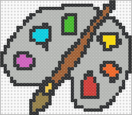 Paint pallet pattern - artist, beige, colorful, paint, paintbrush, painting, perler bead, rainbow, small