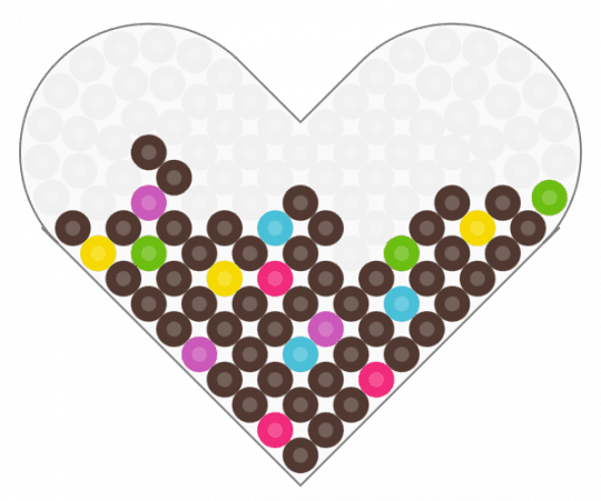 Frosted cosmic brownie heart - brown, colorful, cosmic brownie, heart, hearts, kawaii, perler, perler bead, scene, white