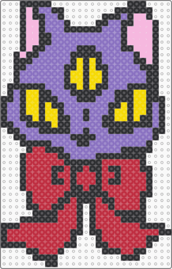 Bow tie kitty - blue, bowtie, cats, cotdcats, emo, goth, perler bead, red, scene, scenecore