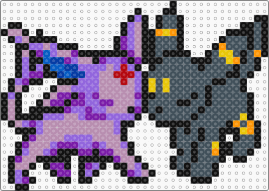 Espeon Umbreon hama - pink, purple