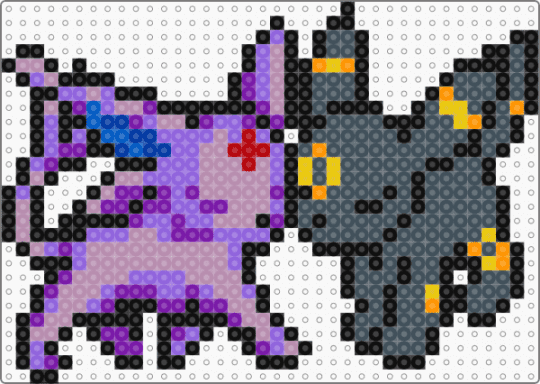 Espeon Umbreon hama - pink, purple