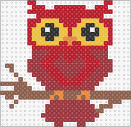 Red owl - owl,bird,animal,branch,cute,eyes,red,yellow,brown
