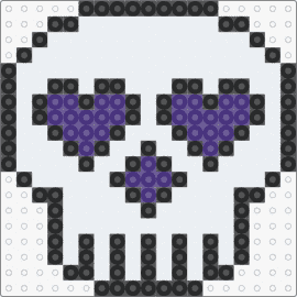 Skull with Heart Eyes - skull,hearts,spooky,halloween,charm,simple,purple,white