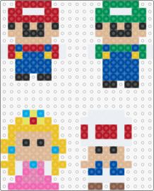 Mini Mario characters - mario,luigi,peach,toad,nintendo,characters,princess,simple,video game,classic,co