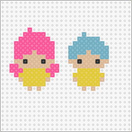 Mini girl and boy - girl,boy,people,small,characters,simple,cute,yellow,pink,blue,tan