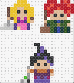 mini Sanderson sisters - hocus pocus,witches,winifred,sarah,mary,characters,movie,halloween,red,purple,ye