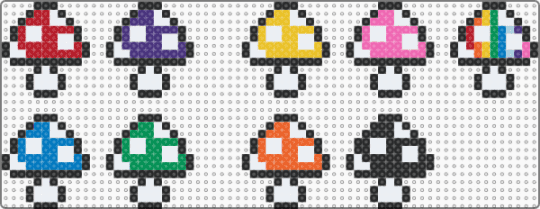 Mushroom charms - black,white,purple,green,orange,colorful