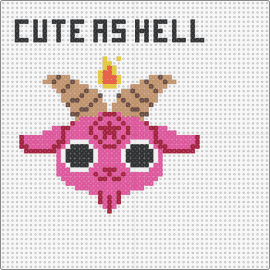 Cute As Hell - goat,satan,cute,text,devil,fiery,smile,eyes,horns,animal,pink