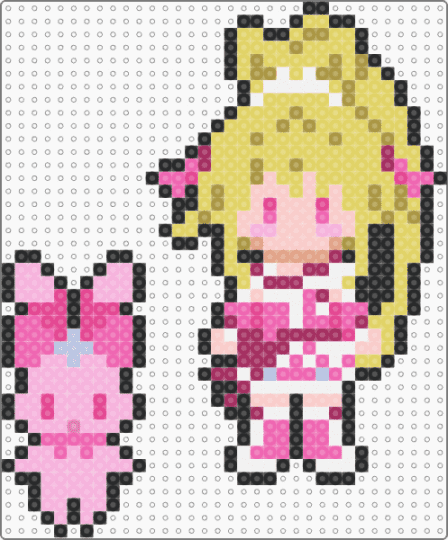 Glitter Heart and Kippie perlers - pink, yellow