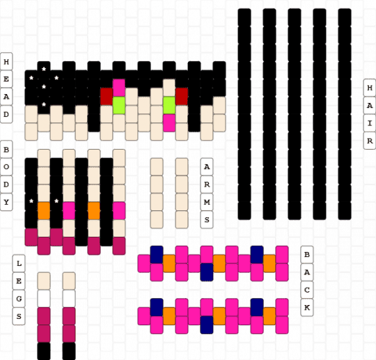 Daki Doll Black Hair Ver (READ DESC!!) - black,white,pink