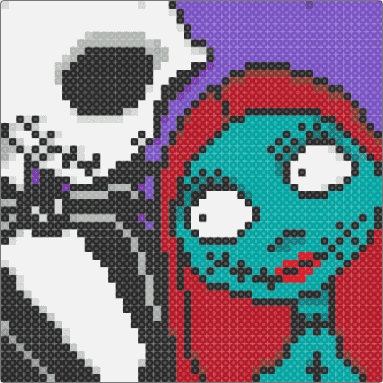 Jack and Sally - jack and sally, jack skellington, nightmare before christmas, purple, red, sally, teal