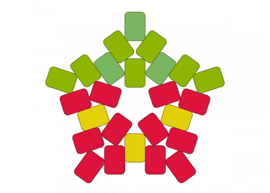 strawberry looking star thing - green, red