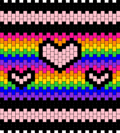 kandi bag 1 - hearts,rainbow,bag,panel,stripes,colorful,pink,black