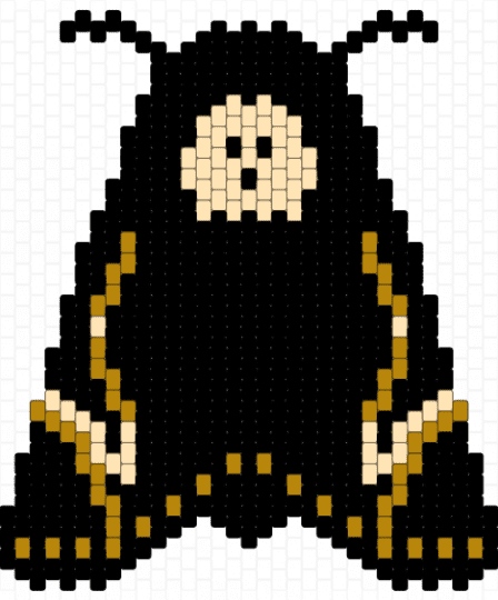 death head moth - black,gold,beige