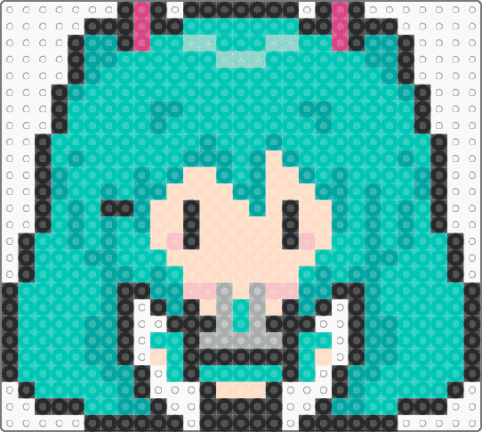 miku perler ^▽^ - blue hair, blue tie, character, hatsune miku, hiding in your wifi, music, teal, vocaloid
