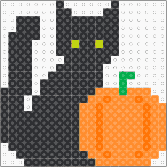 Cat w/ pumpkin (NOT MY DESIGN) - black, cat, cute, fall, halloween, orange, pumpkin