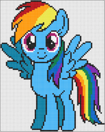 Huge Rainbow Dash (Hama ver.) - blue, light blue, mlp, mlp fim, mlp main 6, my little pony, orange, rainbow dash