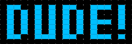 Dude! (Blue( - black, blue, dude, ladder stitch, light blue, tapestry, text