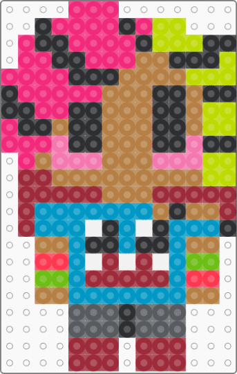 Emotional Support Scene Kid - cotdscenekidfashion, emotional support, perler bead, perler charm, pink, red, scene, small, tan