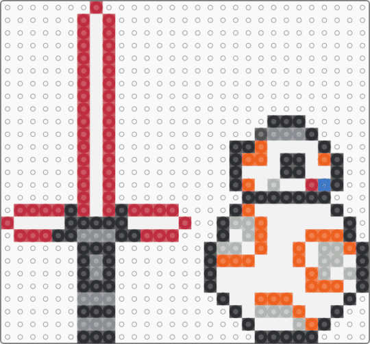 Kylo Ren's light saber and BB8 - kylo ren,light saber,bb8,star wars,movie,robot,droid,scifi,white,red,orange