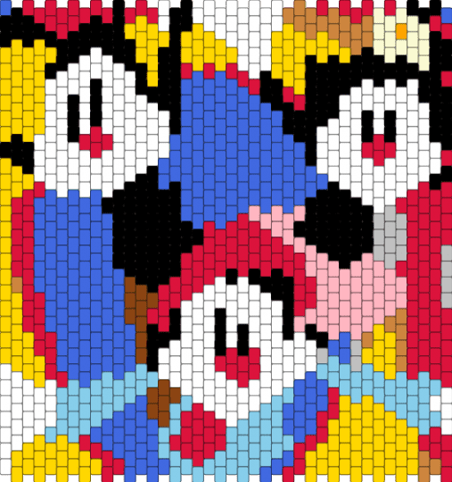 Animaniacs bag panel - animaniacs, bag, blue, cartoon, kandi, red, yellow
