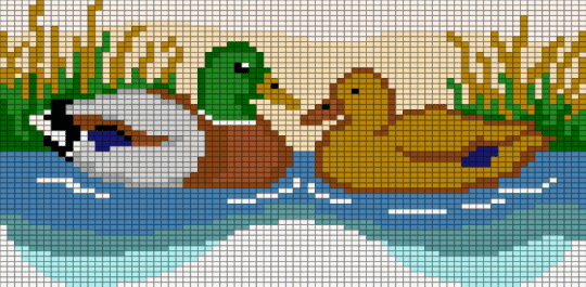 Mallards - beige, blue, gold