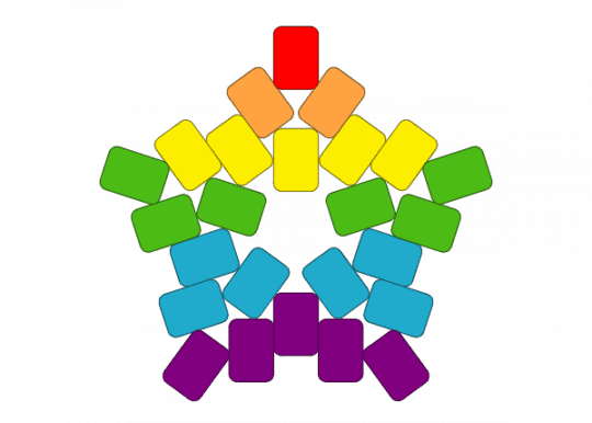 rainbow star - green, light blue, pink, rainbow, star, yellow