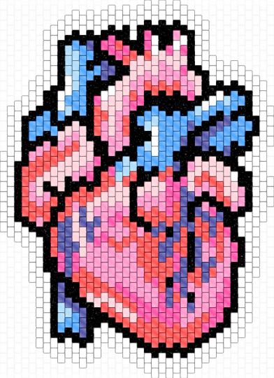 Anatomical Heart - Clear Beads - pink, red