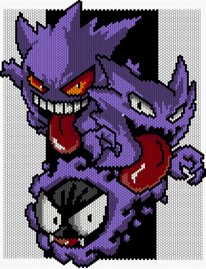 Ghastly, Haunter and Gengar - pokemon, purple, white